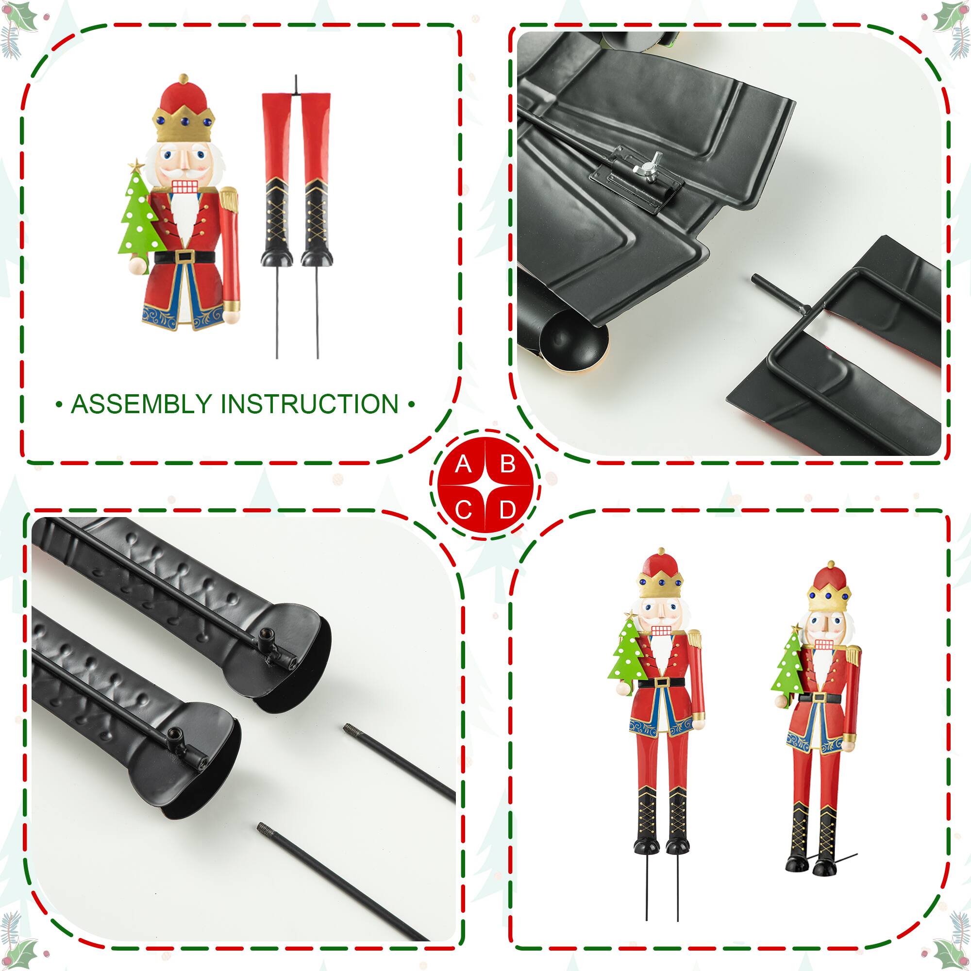 Glitzhome® 43.25" Metal Christmas Nutcracker Yard Stake/Décor Accent